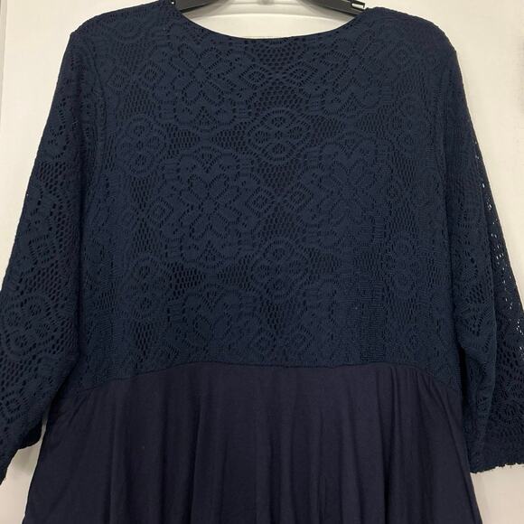Dainty Jewels Navy Blue Modest Lace Tiered Ruffle Maxi Dress 3X Cottagecore - Picture 9 of 13
